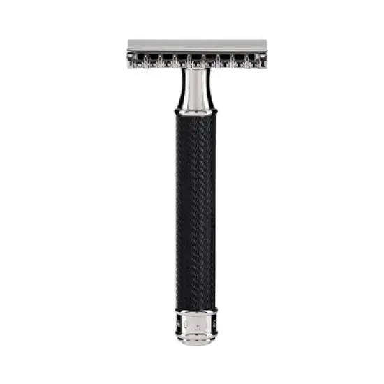 M&Uuml;HLE TRADITIONAL Black/Chrome Safety Razor (Open Comb) image {1}