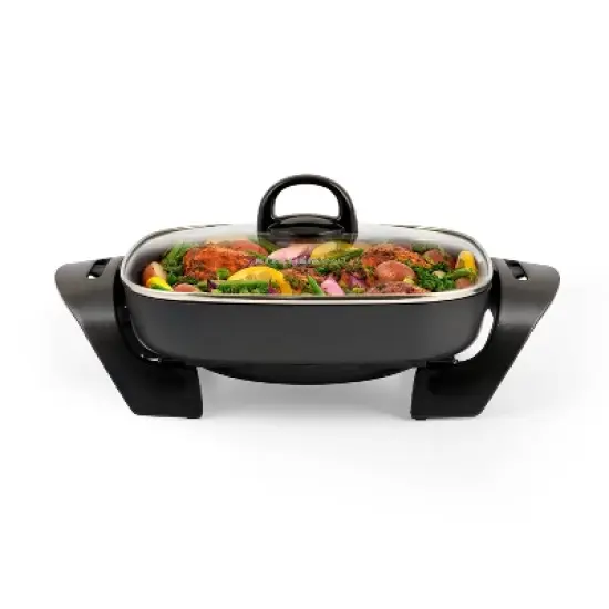 KitchenSmith by bella 11"x11" Skillet with EverGood Ceramic Nonstick Coating PFAS-Free: Aluminum, Temperature Control, Black image {6}