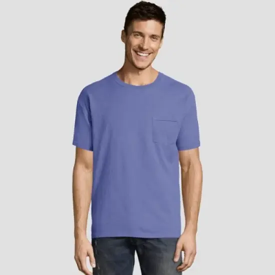 Hanes Men's Short Sleeve 1901 Garment Dyed Pocket T-Shirt image {8}