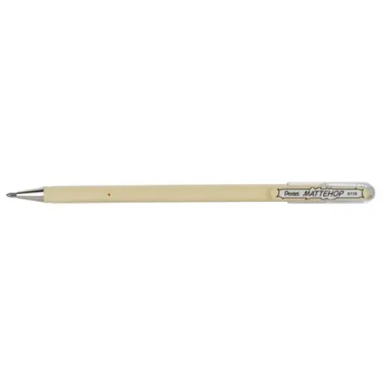 Pentel Arts Hybrid MATTEHOP Gel Roller, 1.0mm, Matte Ivory White Ink, Pack of 12 image {2}
