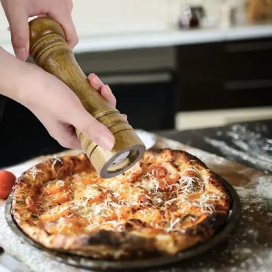 Unique Bargains Wooden Home Kitchen Hand Crank Twist Salt Spice Container Mill Grinder Shaker Bronze Tone image {2}