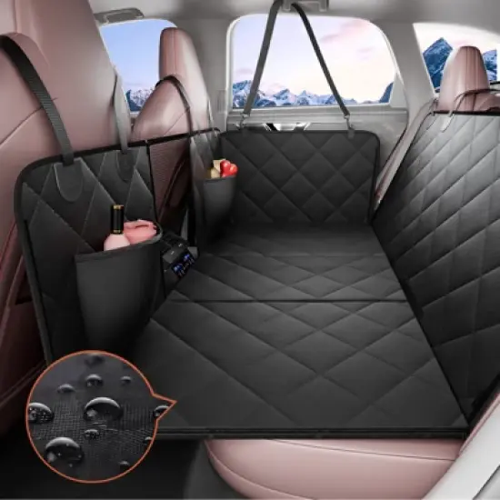 VEVOR Back Seat Extender for Dogs,Dog Hammock for Car Back seat, Dog Car Seat Cover with Hard Bottom Dog Car Seat Bed 53"x24.8" ,Supports 350lb image {1}