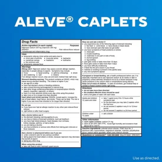 Aleve Naproxen Sodium 220mg Arthritis Caplets, 50 Count image {5}