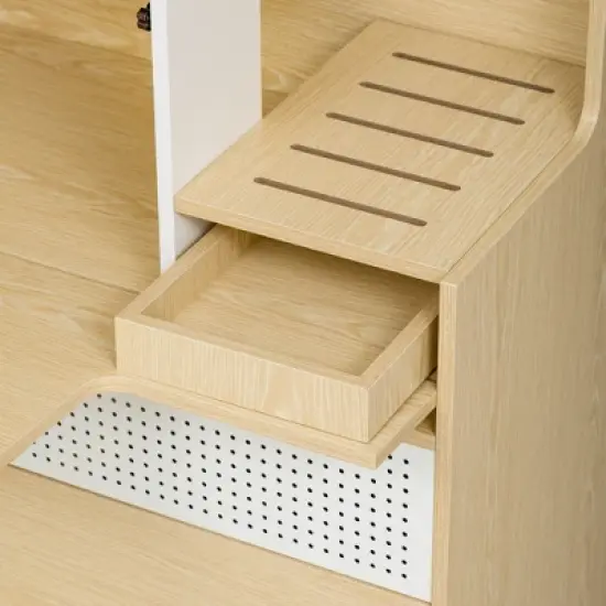 Cat Litter Box Enclosure for 2 Cats, Furniture Style Pet House with 2 Flip-Down Doors, Hidden  Litter Box Furniture, Cat Washroom End Table for Home image {3}