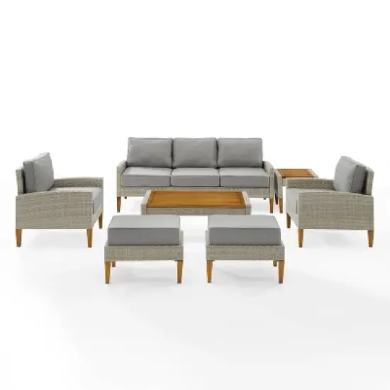 Capella 7pc Outdoor Wicker Sofa Set - Gray - Crosley image {5}