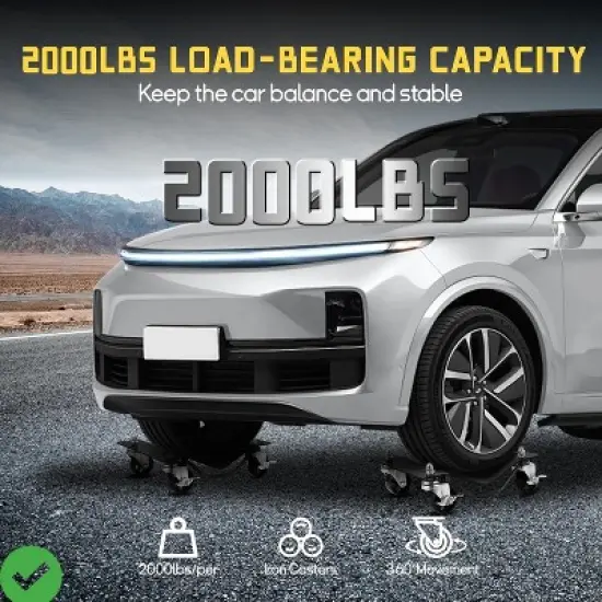 Heavy-Duty Steel Car Wheel Dolly Set of 2/4 4000lbs/8000LBS Capacity Anti-Skid Tire Skates with 360&deg; Swivel Casters image {5}