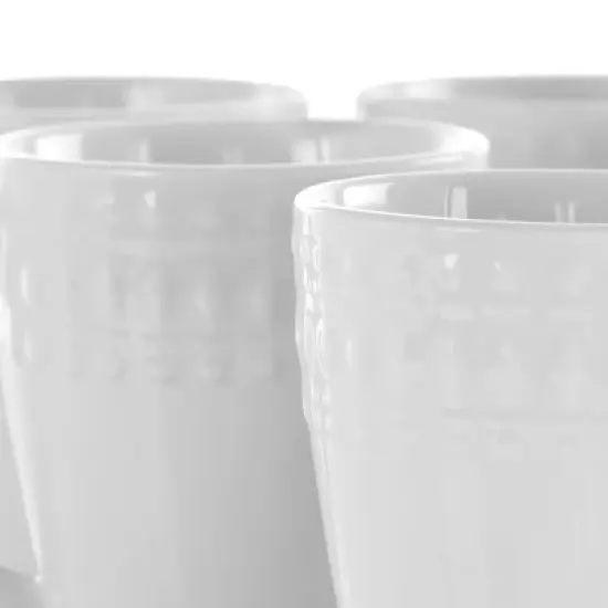 8oz 6pk Porcelain Cara Cup Set White - Elama: Coffee & Tea Cups, Microwave & Dishwasher Safe, Service for 6 image {1}