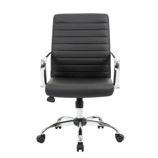 Task Chair with Fixed Arms Black - Boss Office Products: Upholstered, Metal Frame, Adjustable Height, Casters/Wheels image {2}