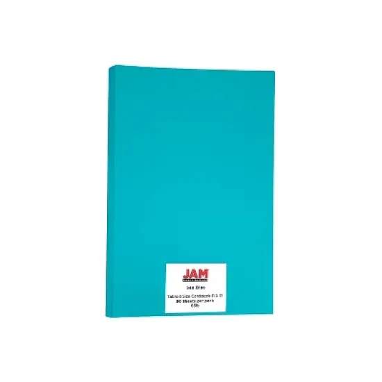 JAM Paper Ledger 65 lb. Cardstock Paper 11" x 17" Sea Blue 50 Sheets/Pack (16728482) image {2}