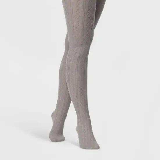 Women's Pointelle Sweater Tights - A New Day&trade; Light Gray image {2}