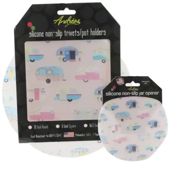 Tabletop 10.0 Inch Retro Rv Silicone Pads , Pot Holder Trivet Jar Opener (2PC) image {3}