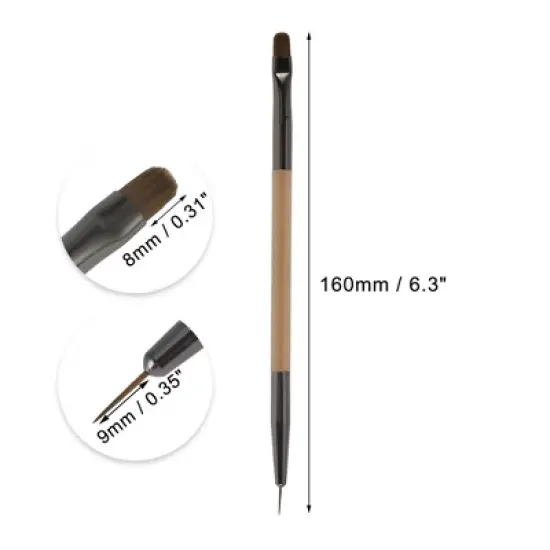 Unique Bargains Double Head Nail Painting Brushes for Polish Painting Home DIY Clear Brown 1 Pc image {3}