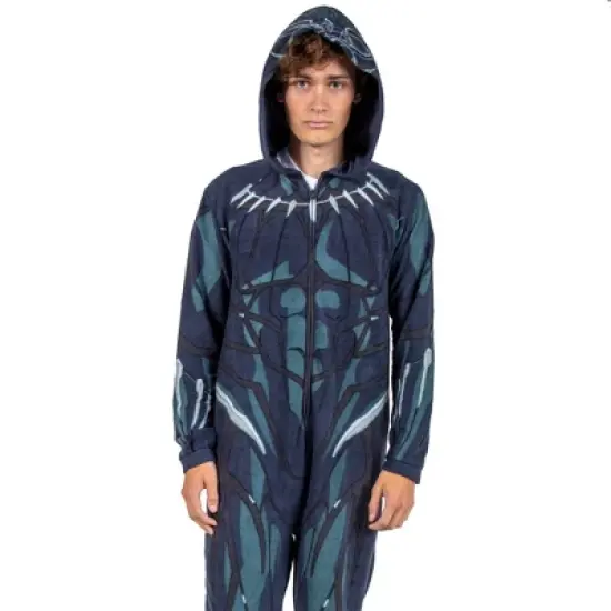 Marvel Black Panther Men's Hooded Union Suit With Leg Hem image {8}