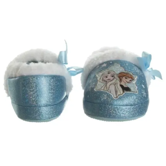 Disney Frozen 2 Elsa and Anna Girls Slippers - Plush Lightweight Warm Comfort Soft Aline House Slippers - Blue White Crinkle (Sizes 5 - 12 Toddler/Little Kid) image {5}