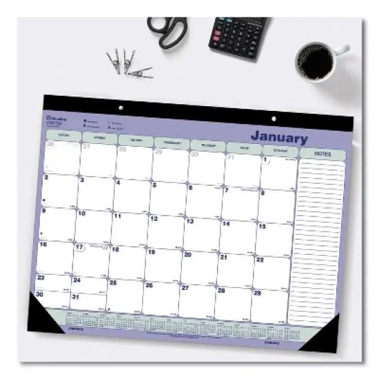 Monthly Desk Pad Calendar, 21.25 x 16, White/Blue/Green Sheets, Black Binding, Black Corners, 12-Month (Jan to Dec): 2026 image {3}