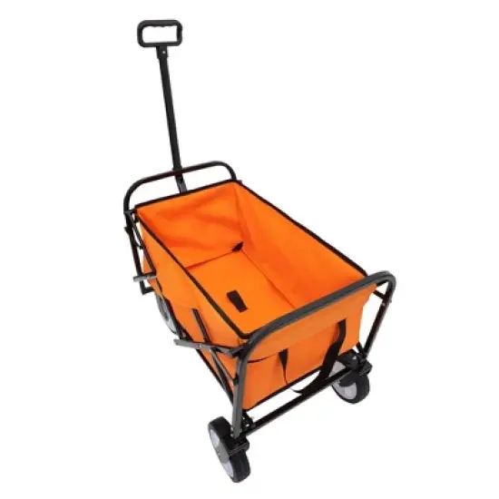 NAYSAYE Wagon Collapsible Utility Cart with Dual Layer Design and Liner Set for Outdoors, Orange, 25.98"*17.32"*37.4" image {1}