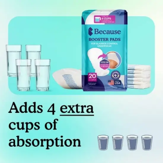 Because Booster Incontinence Pads - 20pk image {3}