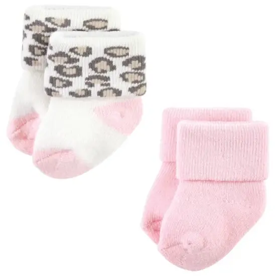Luvable Friends Infant Girl Newborn and Baby Terry Socks, Leopard image {4}