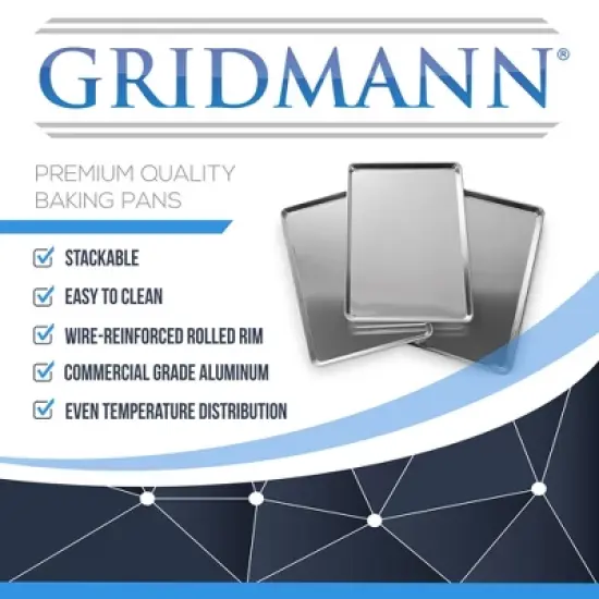 GRIDMANN 18" x 26" Commercial Grade Aluminum Cookie Sheet Baking Tray Pan Full Sheet image {6}