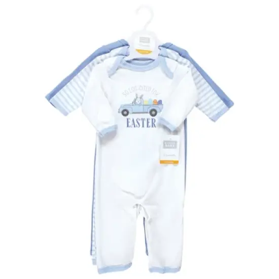 Hudson Baby Infant Boy Cotton Coveralls, Easter Truck image {1}