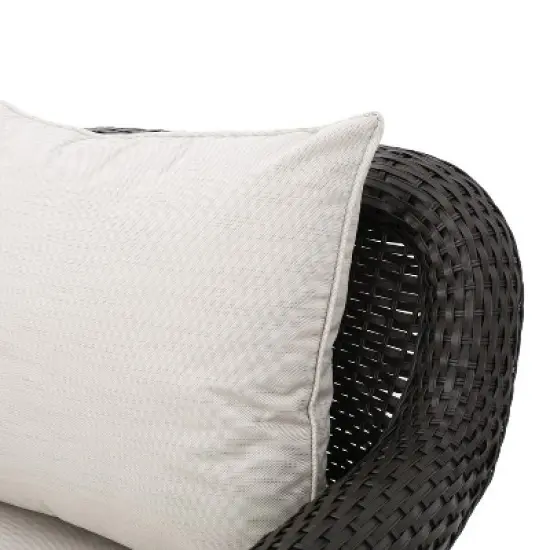 GDFStudio Caldwell Outdoor 3 Piece Wicker Swivel Club Chair and Fire Pit Set with Cushions image {4}