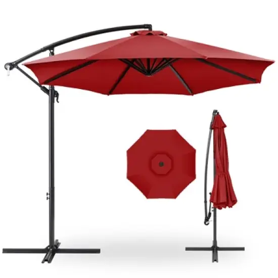 Best Choice Products 10ft Offset Hanging Outdoor Market Patio Umbrella w/ Easy Tilt Adjustment image {10}