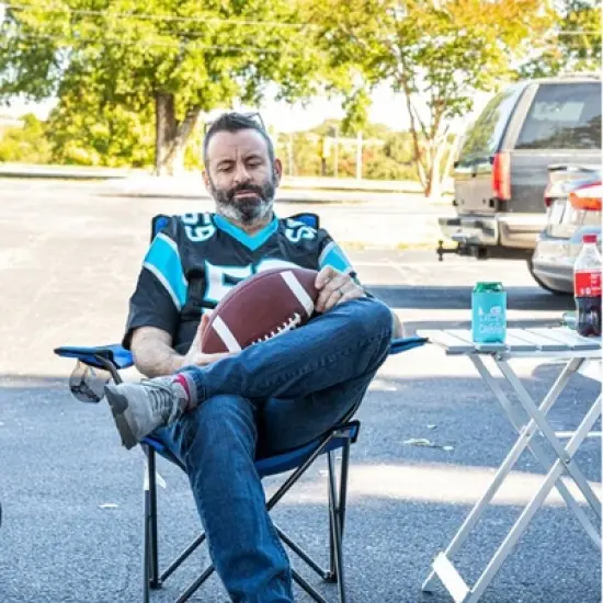 Camco 19.5 by 20 by 24.25 Inch Large Durable Aluminum Fold Away Multi Use Outdoor Side Table for RVs, Campsites, Picnics, and Patios, Silver image {3}