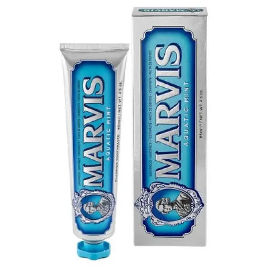 Marvis Toothpaste  - Aquatic Mint (4.5 oz FULL SIZE) Sensational Flavoured Tooth Paste Helps Remove Plaque & Promote Healthy Teeth Gums image {5}