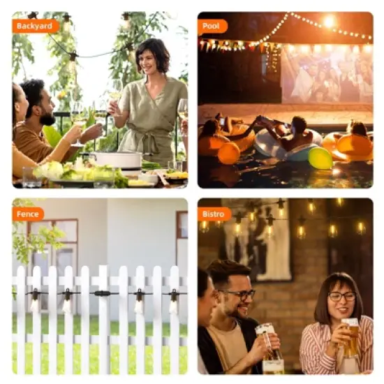 Itopfox 240FT Waterproof LED Outdoor String Lights, Shatterproof Vintage Lighting for Patio, Backyard, Porch, Gazebo, Warm White Dimmable Commercial image {8}