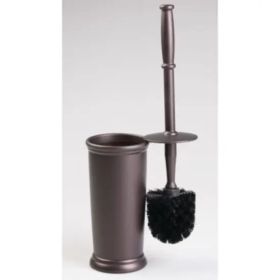 mDesign Plastic Compact Bathroom Toilet Bowl Brush and Holder - Bronze image {4}