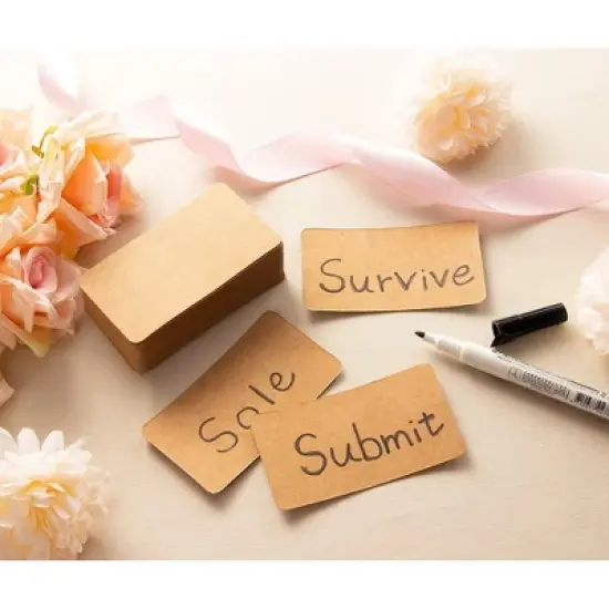 Juvale 250-Pack Blank Index Cards, 2x3.5 in Flashcards for Studying, Small Kraft Paper Cardstock for Making Business Cards, Playing Cards, Brown image {2}