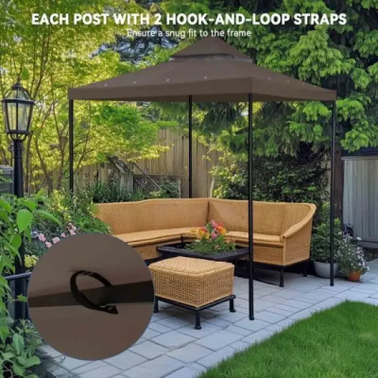 Yescom 137"x137" Gazebo Top Replacement for 2Tier Fit for Y005115T10 Gazebo Cover Patio Garden Outdoor Party Yard Coffee image {4}