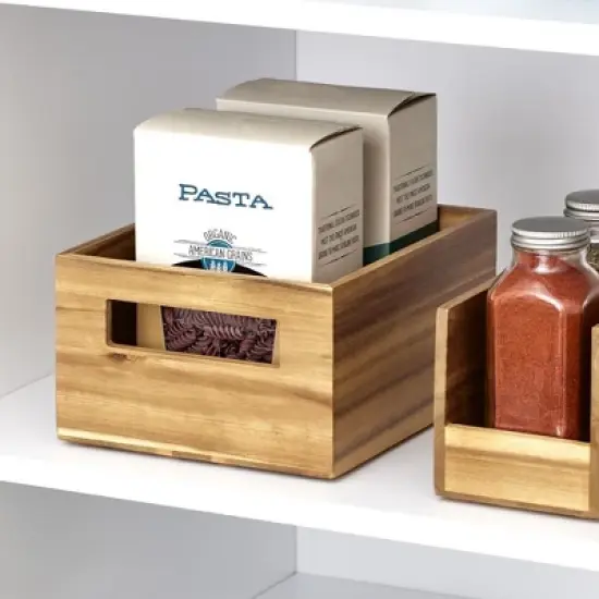 iDesign Acacia Wood Pantry Bin with Handles image {2}