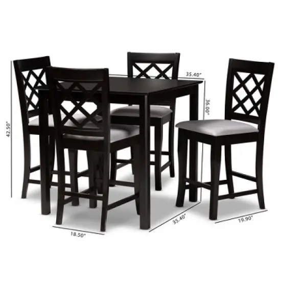 5pc Alora Espresso Wood - Baxton Studio image {3}