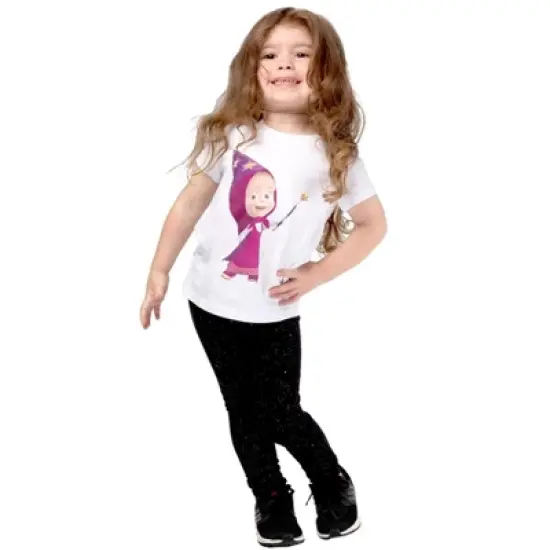 Masha and the Bear Short Sleeve T-Shirt with Masha Wizard, Comfortable Crewneck, Machine Washable - Toddler image {5}