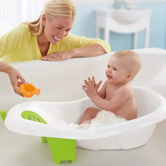 Fisher-Price Baby to Toddler Bath 4-in-1 Sling &lsquo;n Seat Tub with Removable Infant Support and 2 Toys, Green image {9}