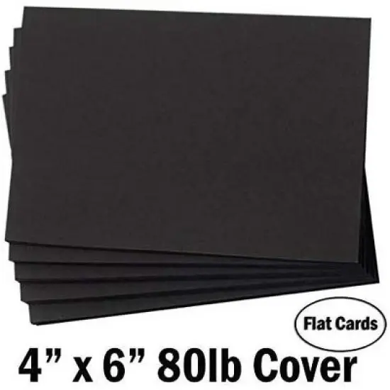 Hamilco Black Colored Cardstock Thick paper - Flat 4 x 6" Heavy Weight 80 lb Scrapbook Chalkboard Card Stock - 100 Pack image {1}