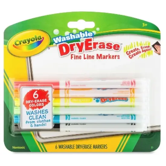 Crayola Washable Dry-Erase Fine Line Markers 6/BX Ast 985906 image {1}