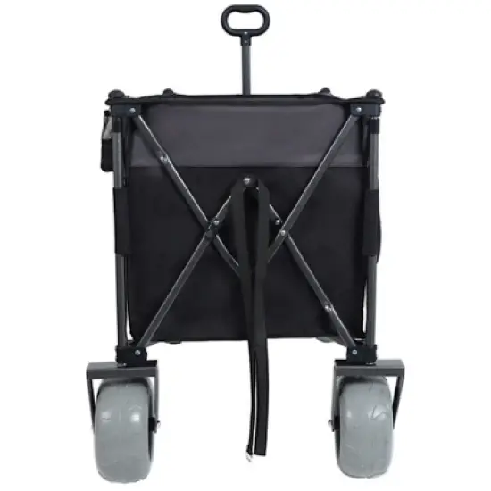 Whisen Multi-functional Folding All-Terrain Utility Wagon Cart with 360&deg;Swivel Balloon Wheels, Brakes and Adjustable Handles - Black+ Gray image {11}