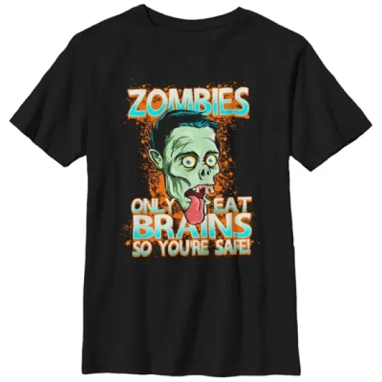 Boy's Lost Gods Halloween Zombies Eat Brains Cartoon T-Shirt image {3}
