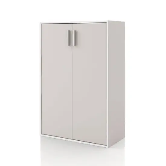 24/7 Shop At Home 35.27" Silkpath Modern 3 Tier Doors Stackable and Modular Bookcase image {13}