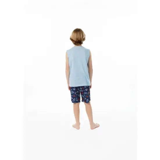 Sleep On It Boys Shark At-Taco 2-Piece Pajama Sleep Shorts Set image {2}
