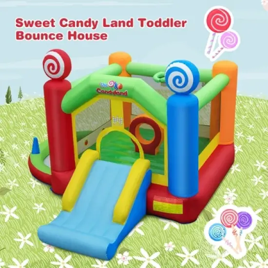 Costway Candy Land Theme Kids Inflatable Bounce Castle with 735W Air Blower Indoor Outdoor image {4}
