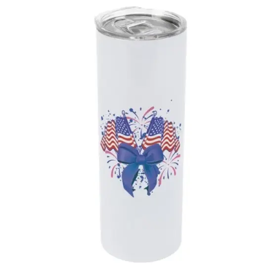 Elanze Designs 20 Ounce Stainless Steel On the Go Travel Tumbler With Push Top Lid, American Flag image {1}