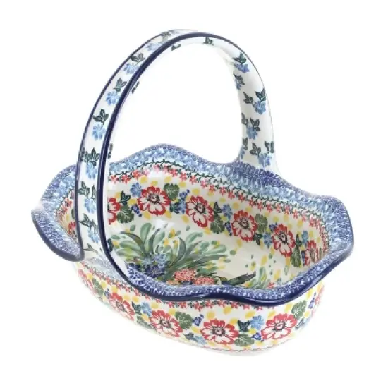 Blue Rose Polish Pottery 876 Ceramika Artystyczna Basket image {2}