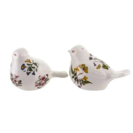 Portmeirion Botanic Garden Figural Salt and Pepper Shaker Set, Bird Shaped with Assorted Floral Motifs, Made from Porcelain, Chip Resistant Glaze image {6}