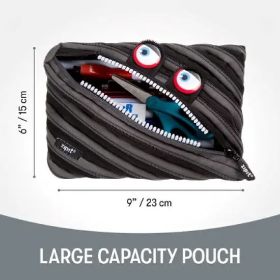 ZIPIT Wildlings Large Pencil Case, Black Pencil Pouch image {2}