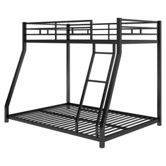 Twin over Full Metal Floor Bunk Bed with Ladder-ModernLuxe image {3}