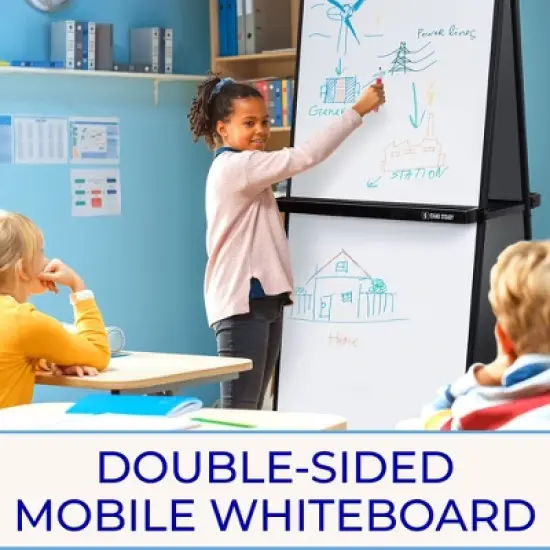 Mobile Whiteboard | Double-Sided Dry Erase Board - White image {2}
