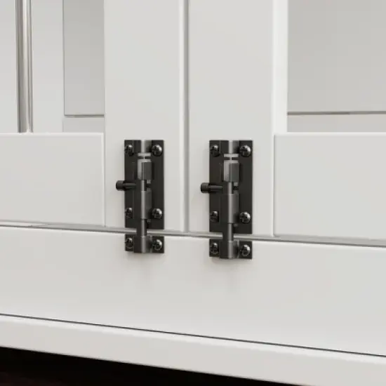 PawHut Furniture Dog Crate, 39" Dog Kennel Furniture Side Table for Large Dogs Up to 66 LBS with Three Doors, Blackboard & Non-slip Foot Pads, White image {5}